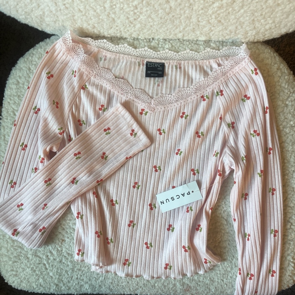 Esprit Pink Striped Pajama Set Intimates Sleepwear